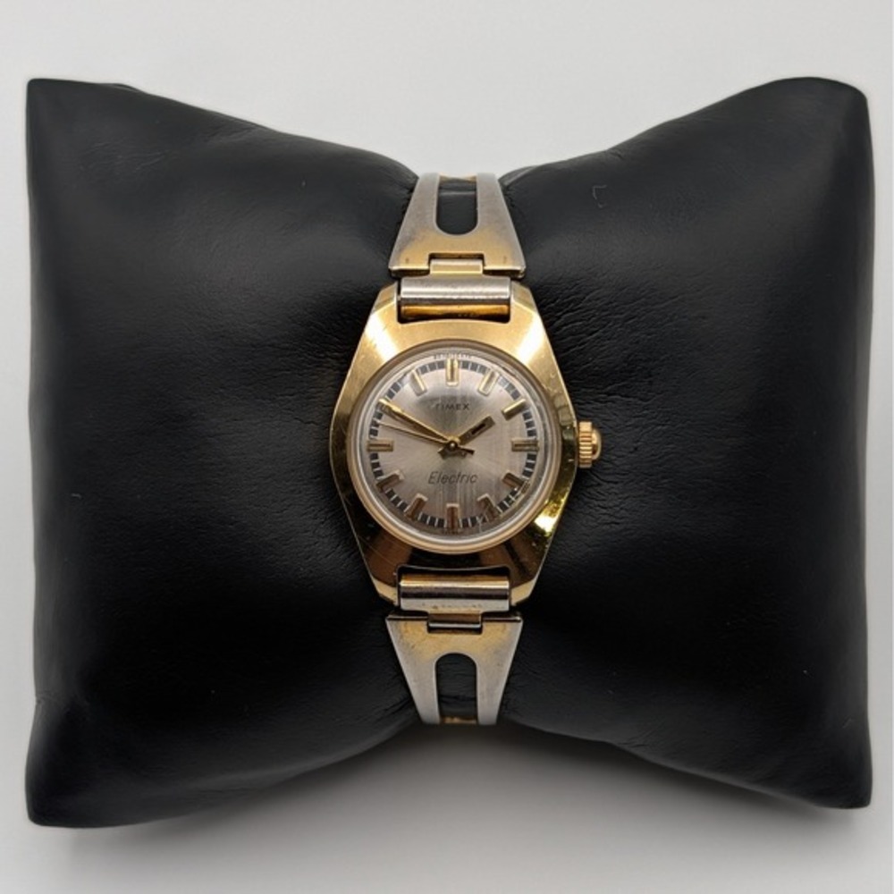 Vintage Timex Electric 80361 Gold Tone Ladies Watch‎ Sunburst Dial Bracelet Runs